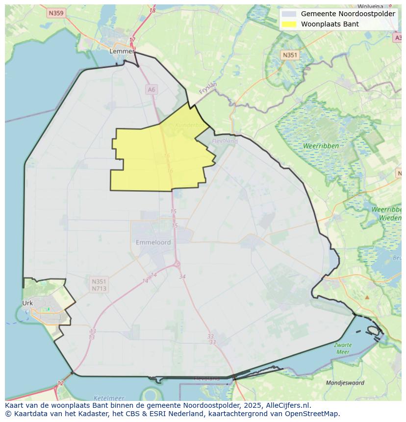 Afbeelding van de woonplaats Bant op de kaart.