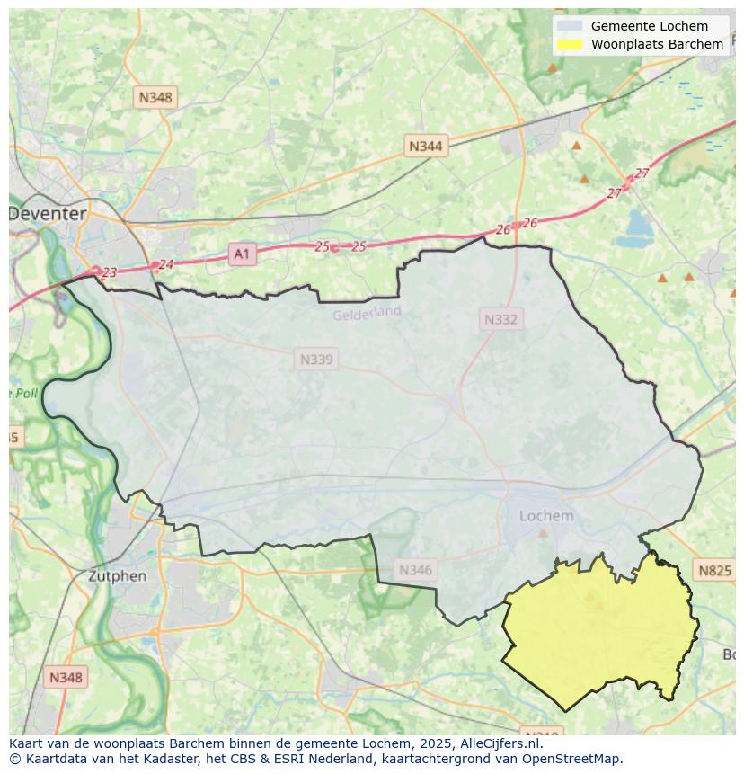 Afbeelding van de woonplaats Barchem op de kaart.