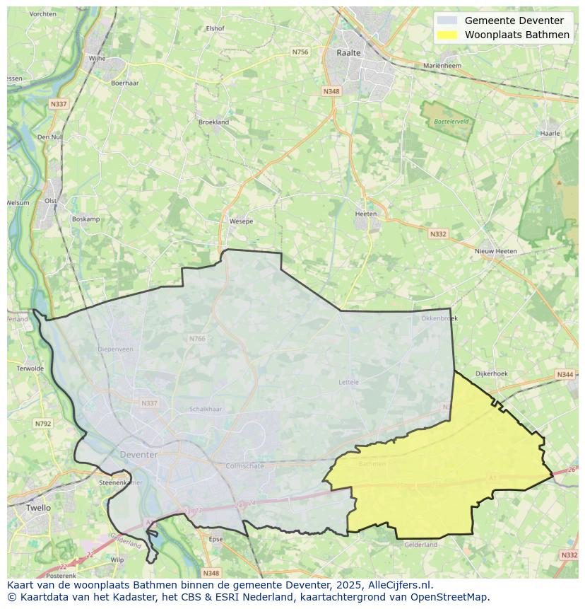 Afbeelding van de woonplaats Bathmen op de kaart.