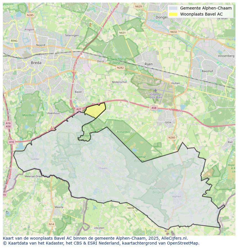 Afbeelding van de woonplaats Bavel AC op de kaart.