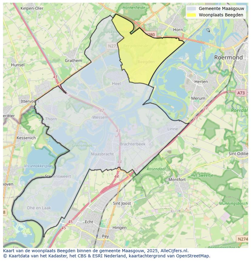 Afbeelding van de woonplaats Beegden op de kaart.