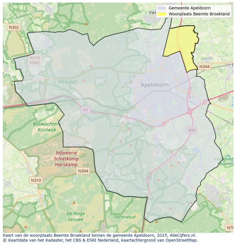 Afbeelding van de woonplaats Beemte Broekland op de kaart.