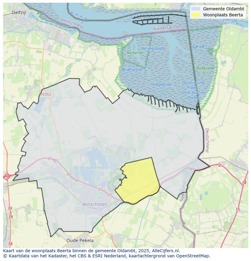 Afbeelding van de woonplaats Beerta op de kaart.