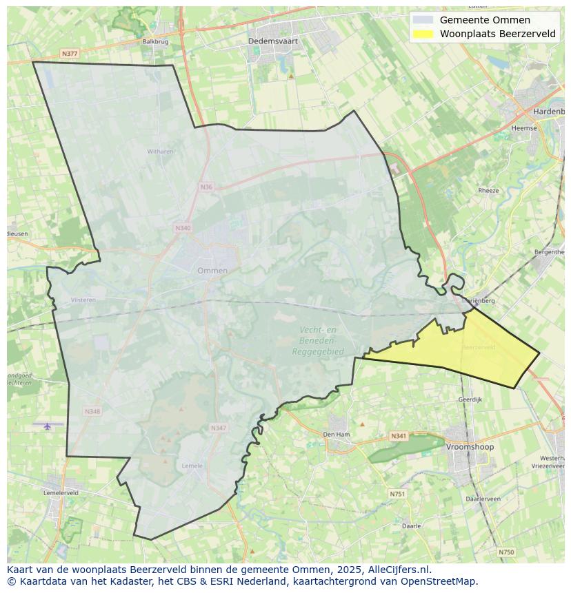 Afbeelding van de woonplaats Beerzerveld op de kaart.