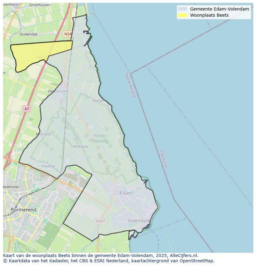 Afbeelding van de woonplaats Beets op de kaart.