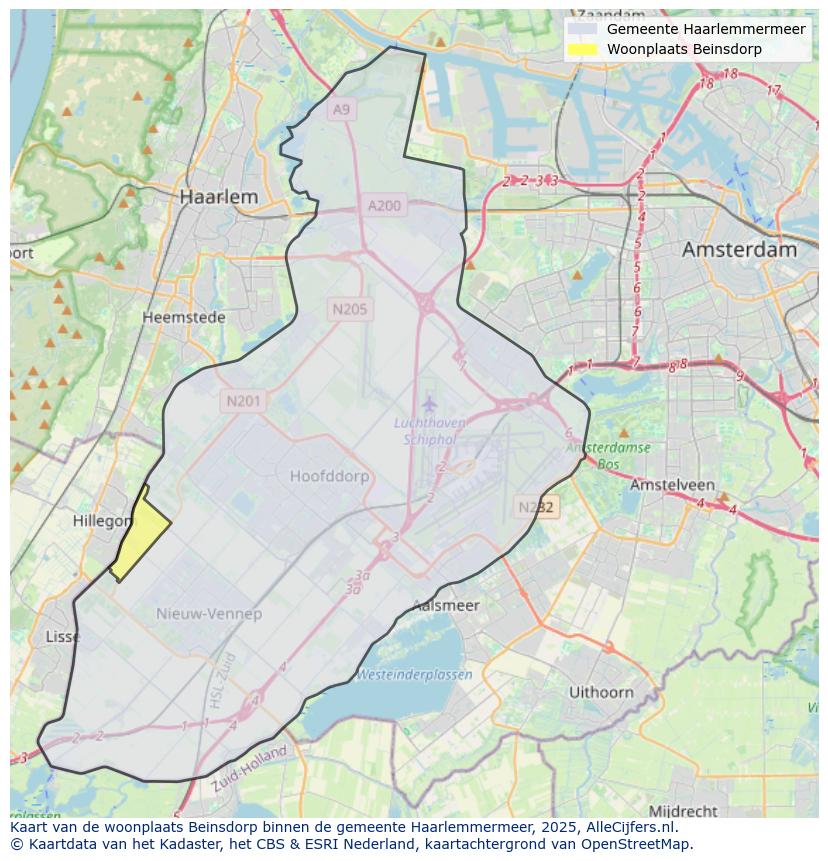 Afbeelding van de woonplaats Beinsdorp op de kaart.