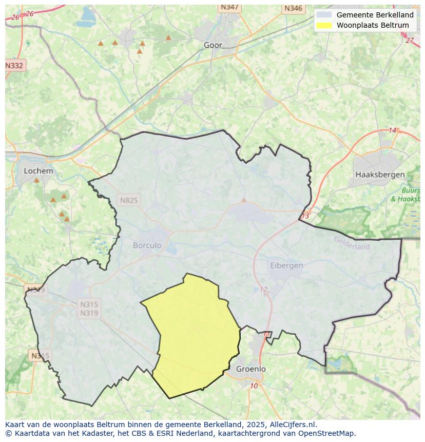 Afbeelding van de woonplaats Beltrum op de kaart.