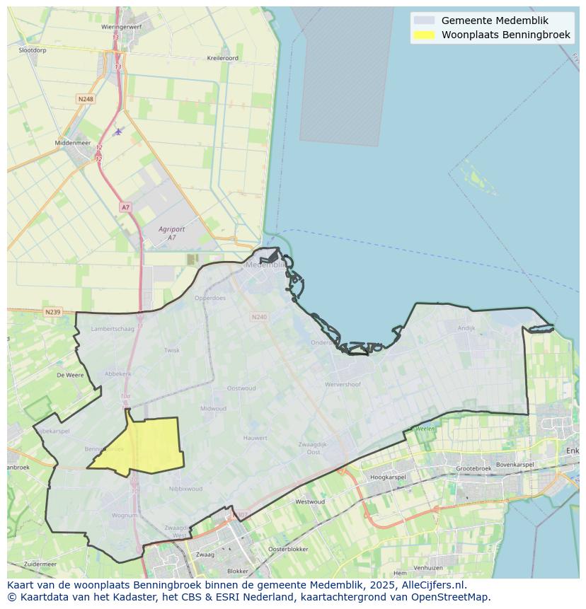 Afbeelding van de woonplaats Benningbroek op de kaart.