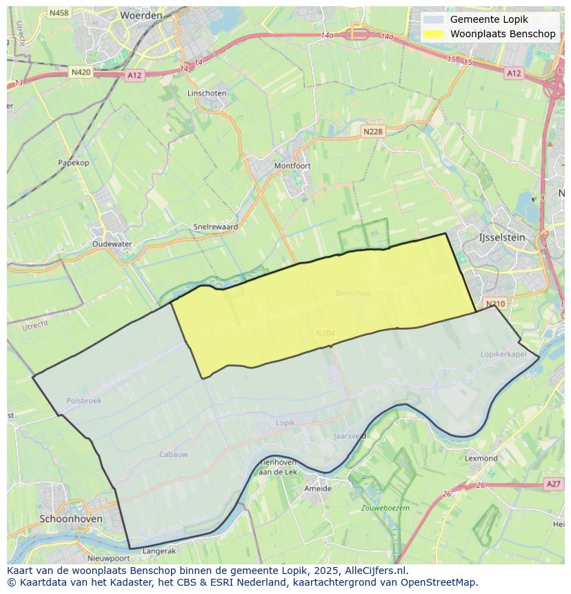Afbeelding van de woonplaats Benschop op de kaart.