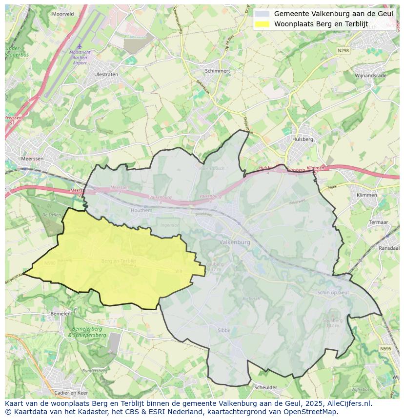 Afbeelding van de woonplaats Berg en Terblijt op de kaart.