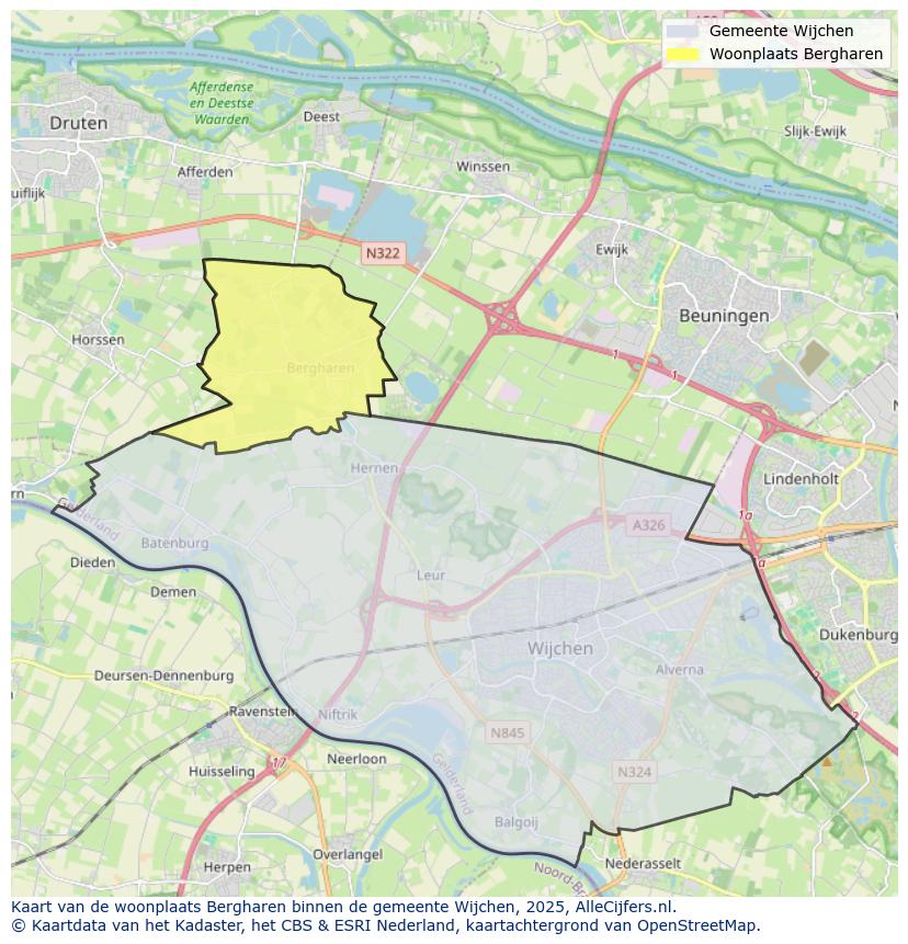 Afbeelding van de woonplaats Bergharen op de kaart.