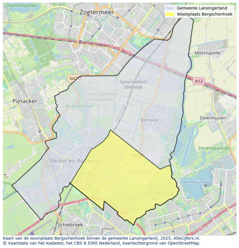 Afbeelding van de woonplaats Bergschenhoek op de kaart.