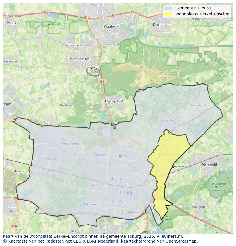 Afbeelding van de woonplaats Berkel-Enschot op de kaart.
