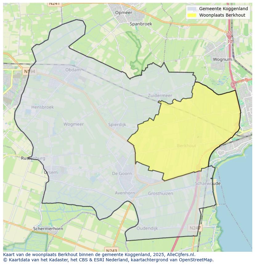 Afbeelding van de woonplaats Berkhout op de kaart.
