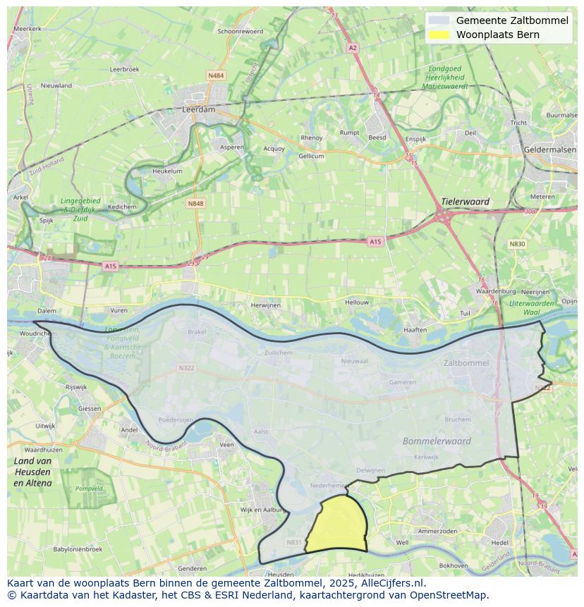 Afbeelding van de woonplaats Bern op de kaart.