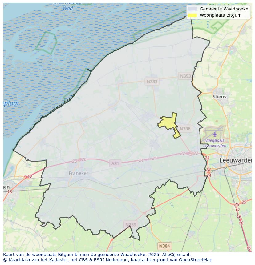 Afbeelding van de woonplaats Bitgum op de kaart.