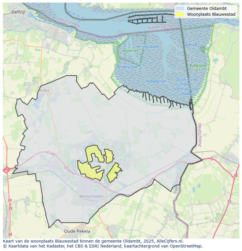 Afbeelding van de woonplaats Blauwestad op de kaart.