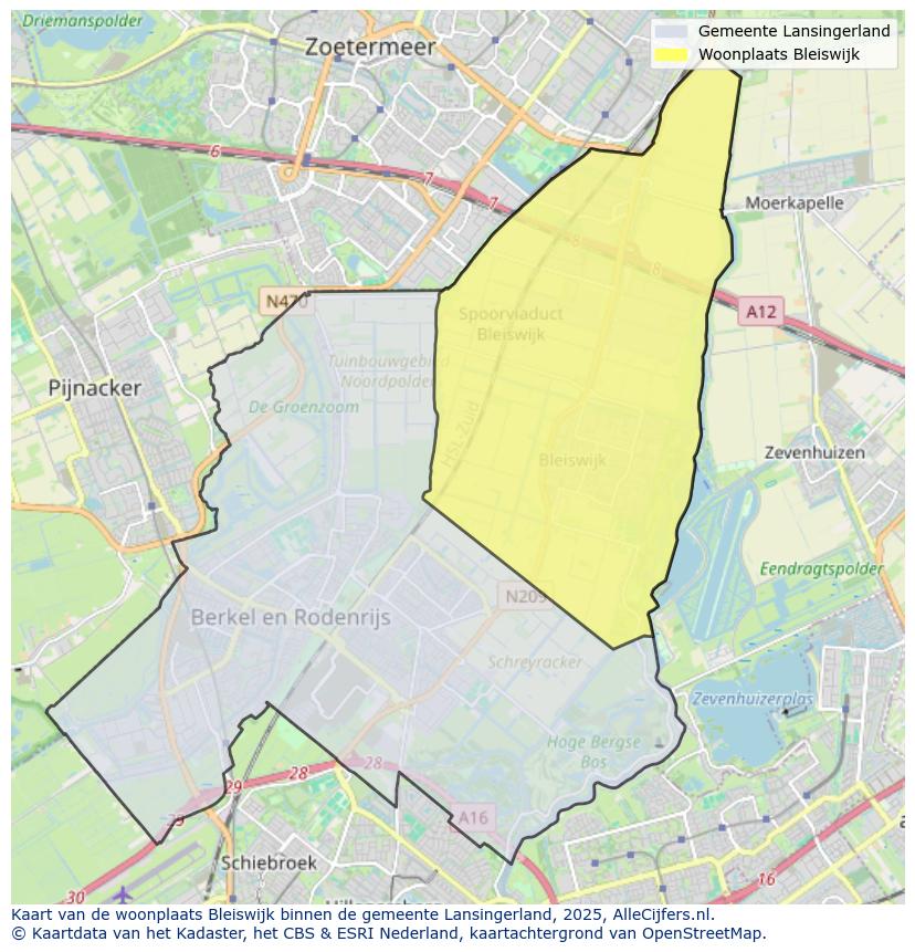 Afbeelding van de woonplaats Bleiswijk op de kaart.