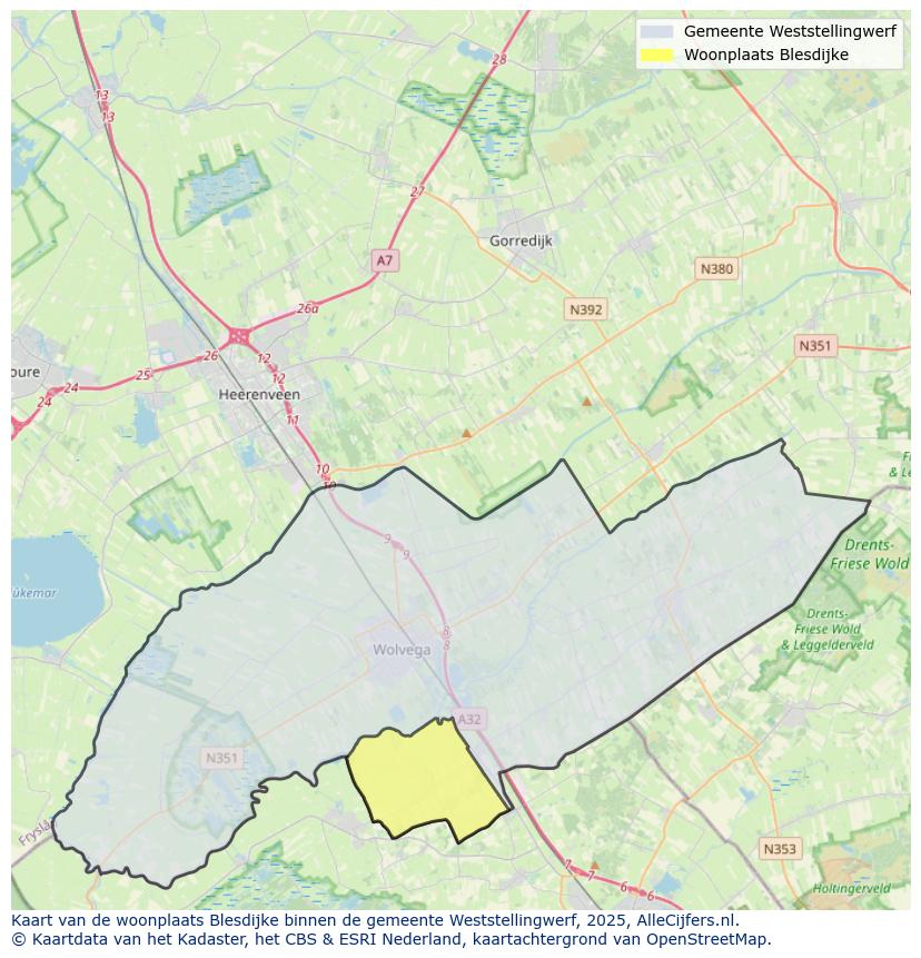 Afbeelding van de woonplaats Blesdijke op de kaart.