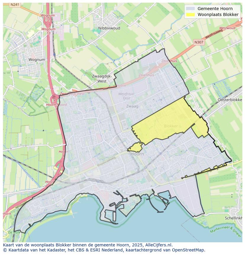 Afbeelding van de woonplaats Blokker op de kaart.