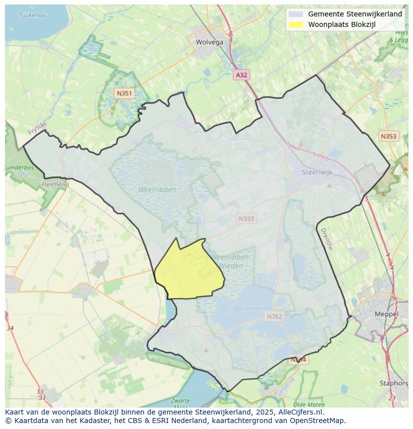 Afbeelding van de woonplaats Blokzijl op de kaart.