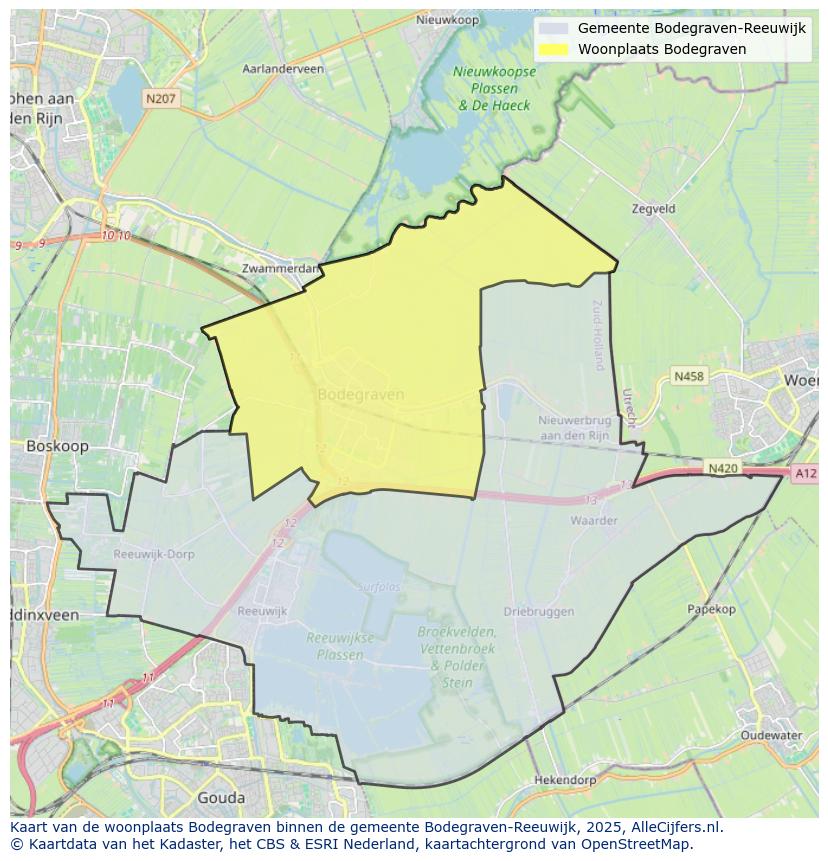 Afbeelding van de woonplaats Bodegraven op de kaart.