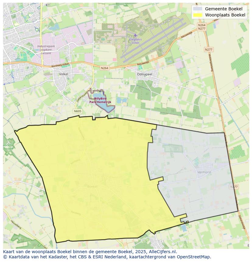 Afbeelding van de woonplaats Boekel op de kaart.