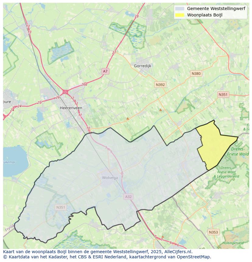 Afbeelding van de woonplaats Boijl op de kaart.