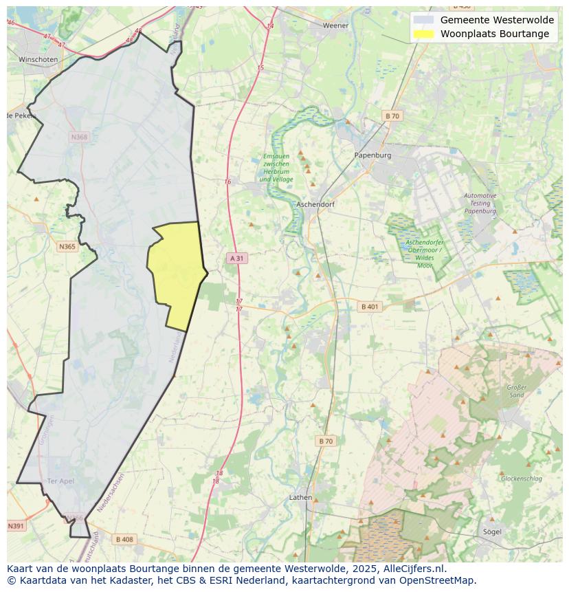 Afbeelding van de woonplaats Bourtange op de kaart.
