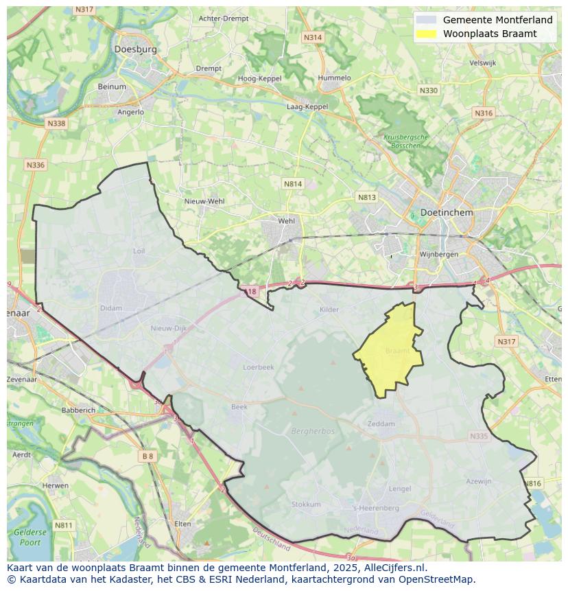 Afbeelding van de woonplaats Braamt op de kaart.