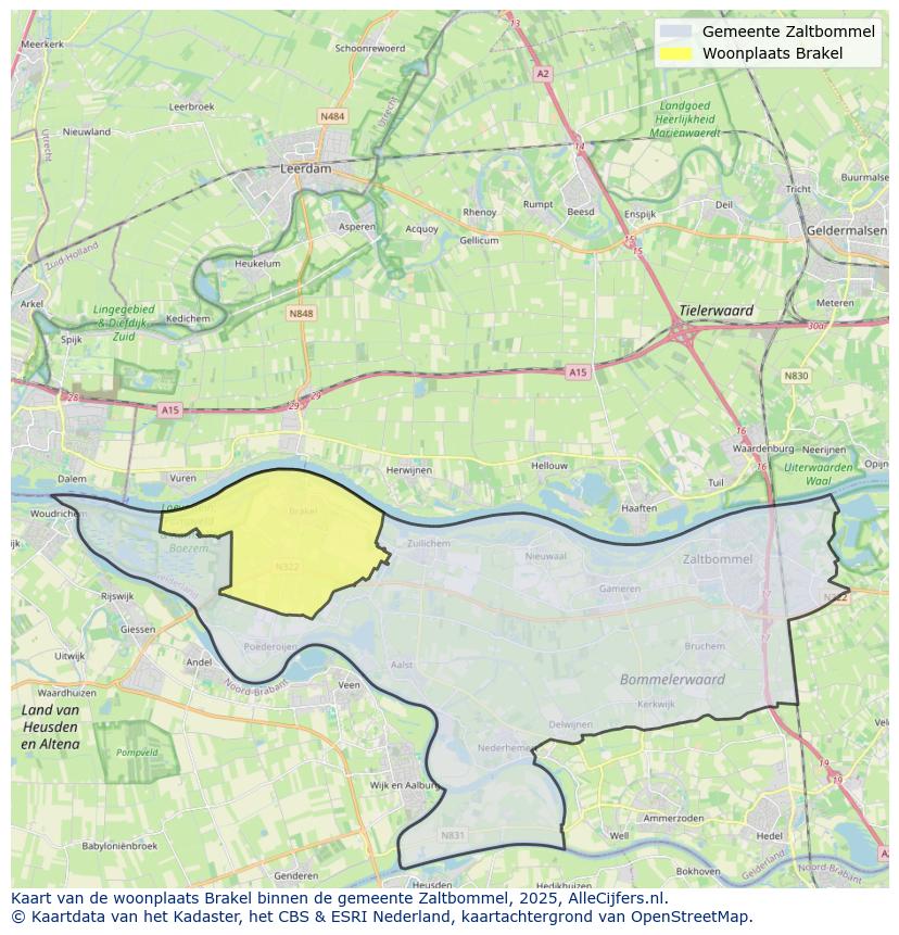 Afbeelding van de woonplaats Brakel op de kaart.