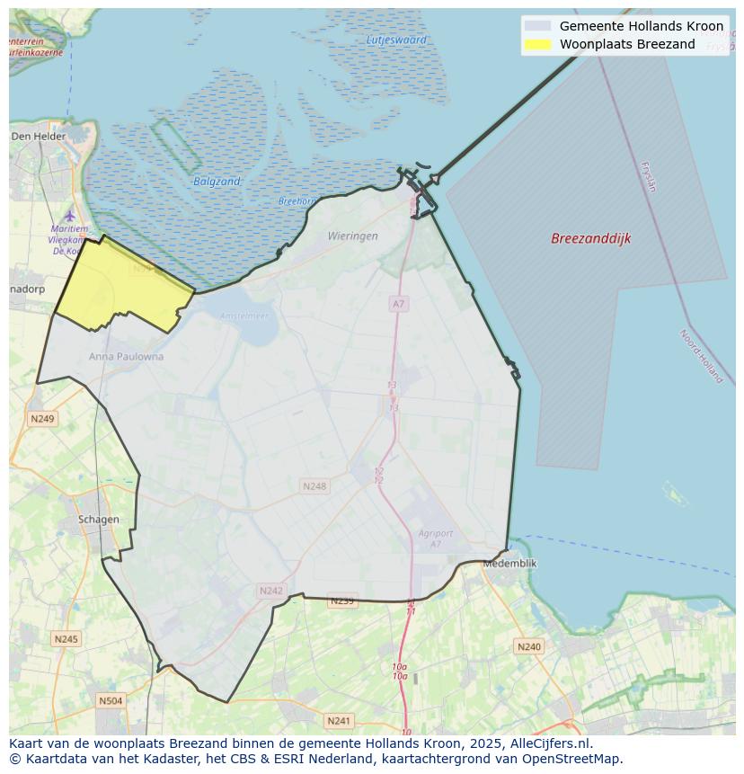 Afbeelding van de woonplaats Breezand op de kaart.