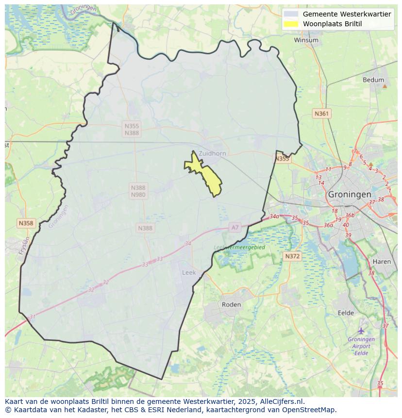 Afbeelding van de woonplaats Briltil op de kaart.