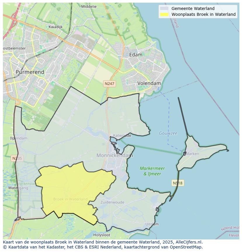 Afbeelding van de woonplaats Broek in Waterland op de kaart.