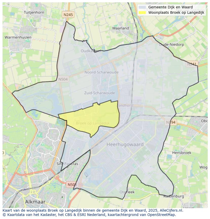 Afbeelding van de woonplaats Broek op Langedijk op de kaart.