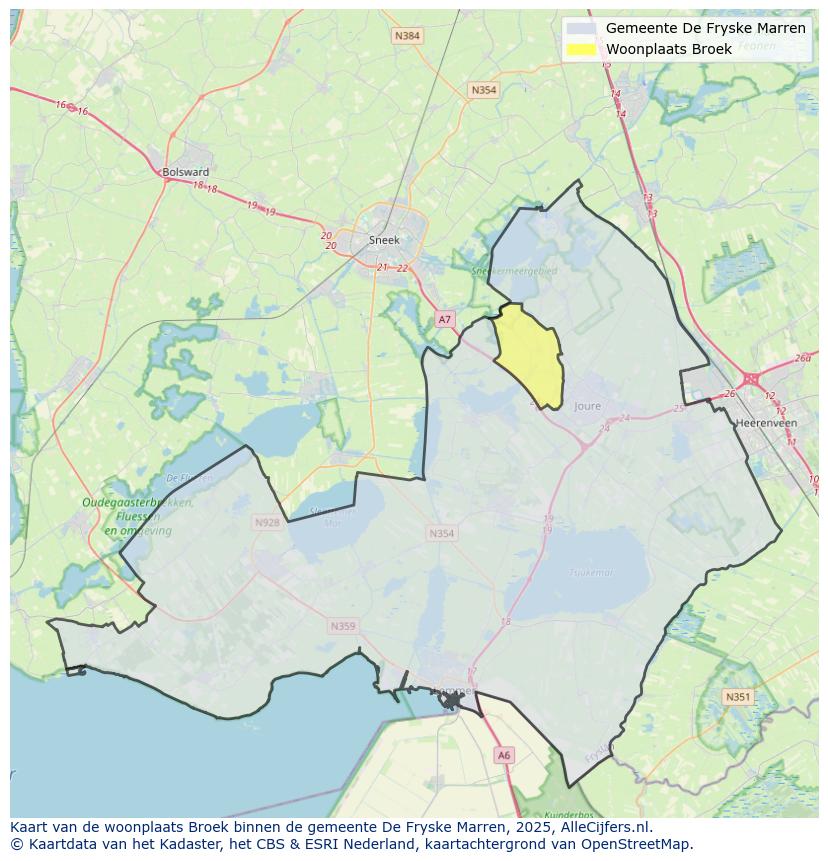 Afbeelding van de woonplaats Broek op de kaart.