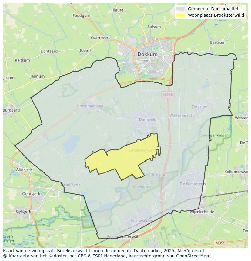 Afbeelding van de woonplaats Broeksterwâld op de kaart.