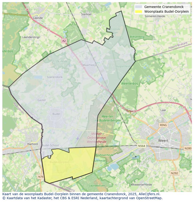 Afbeelding van de woonplaats Budel-Dorplein op de kaart.