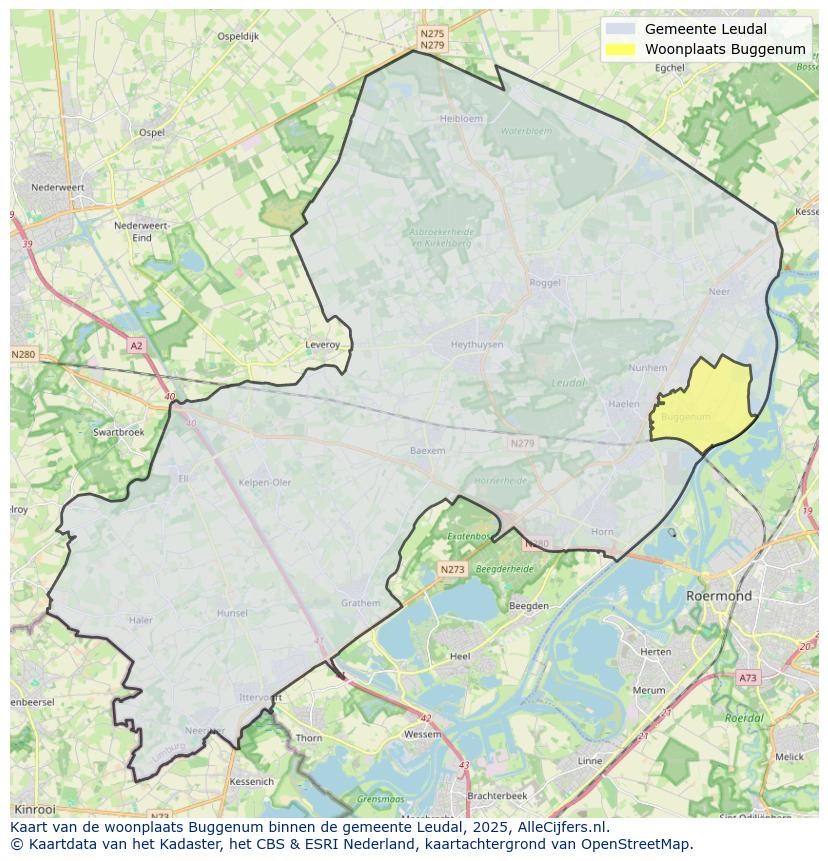 Afbeelding van de woonplaats Buggenum op de kaart.