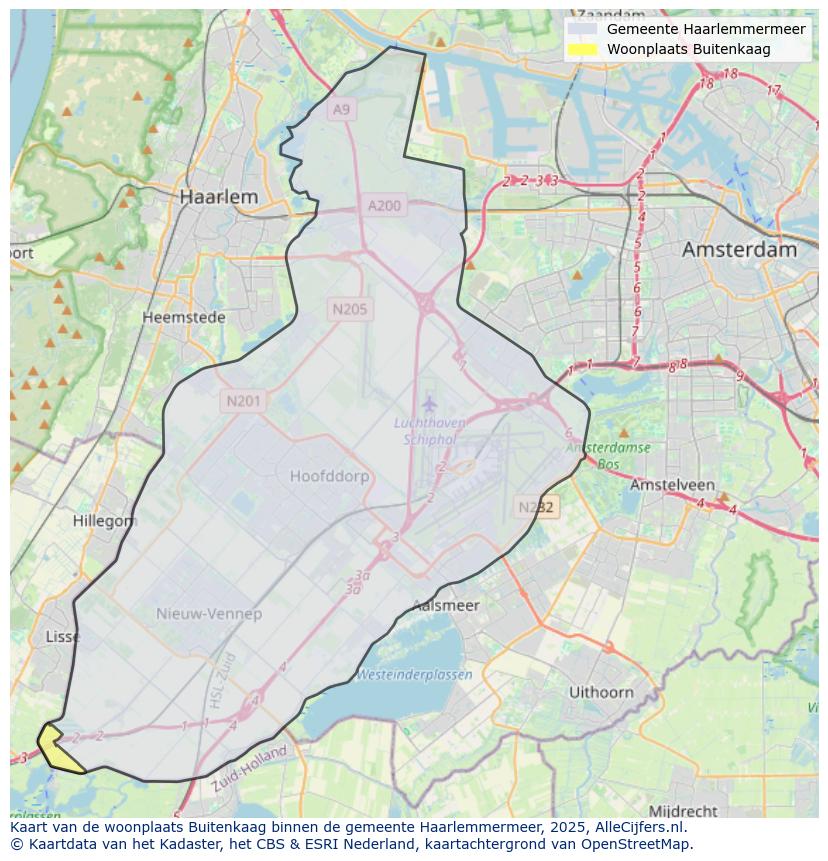Afbeelding van de woonplaats Buitenkaag op de kaart.