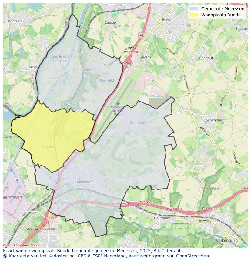 Afbeelding van de woonplaats Bunde op de kaart.