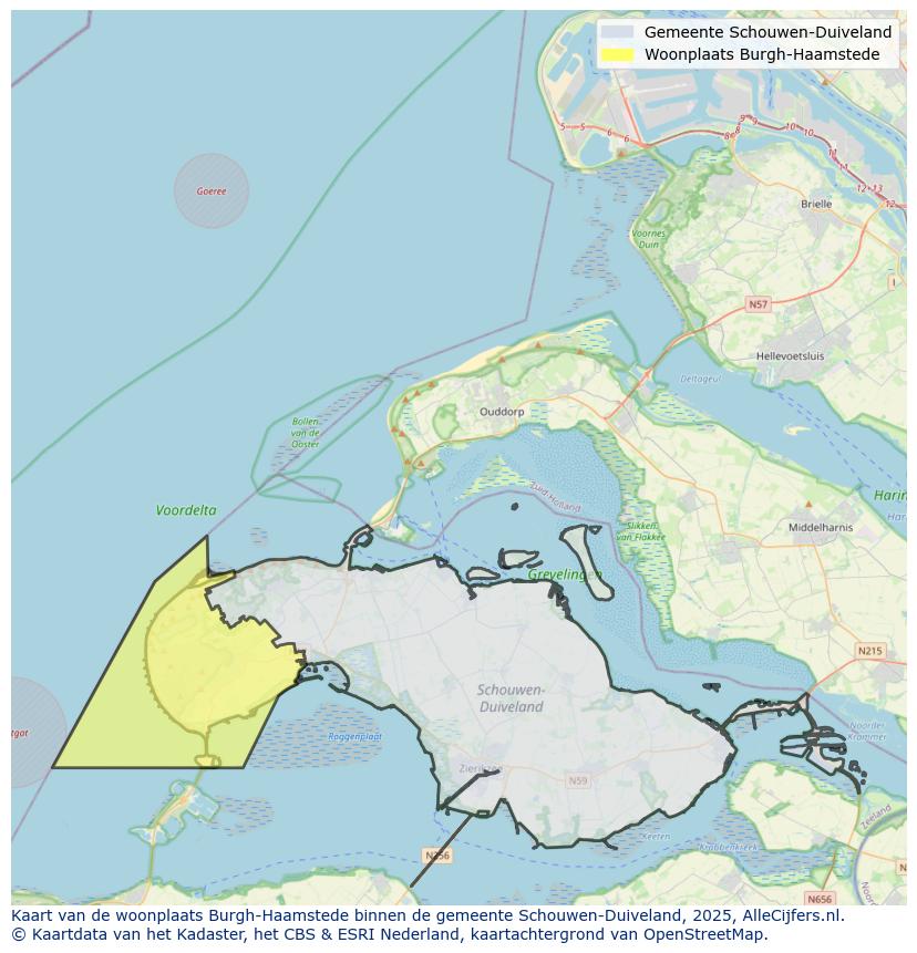 Afbeelding van de woonplaats Burgh-Haamstede op de kaart.