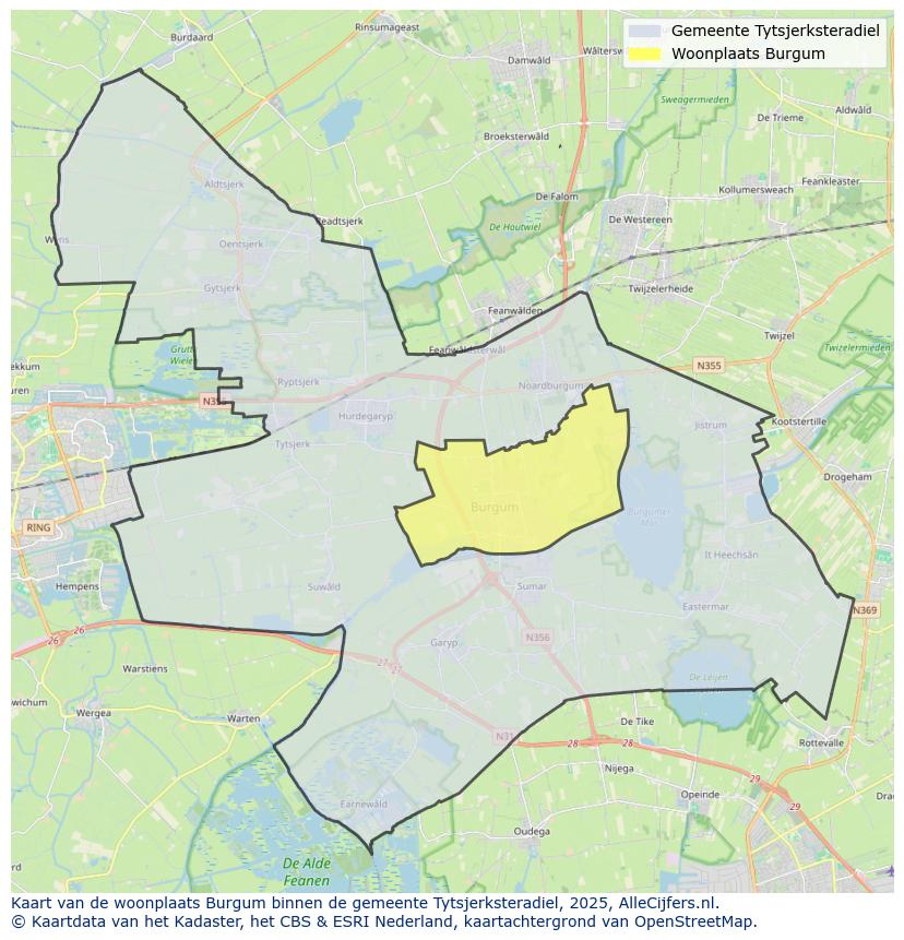 Afbeelding van de woonplaats Burgum op de kaart.