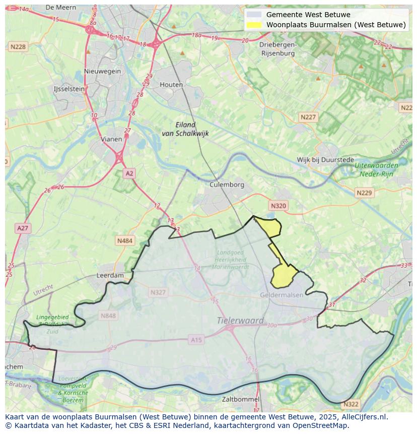 Afbeelding van de woonplaats Buurmalsen op de kaart.