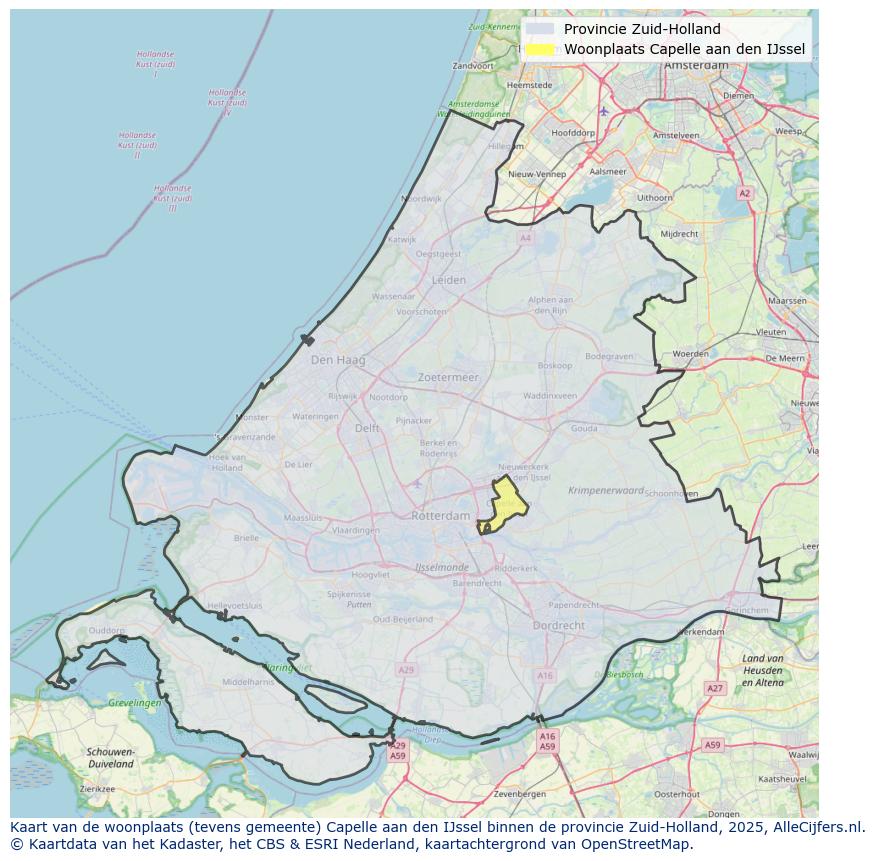 Afbeelding van de woonplaats Capelle aan den IJssel op de kaart.