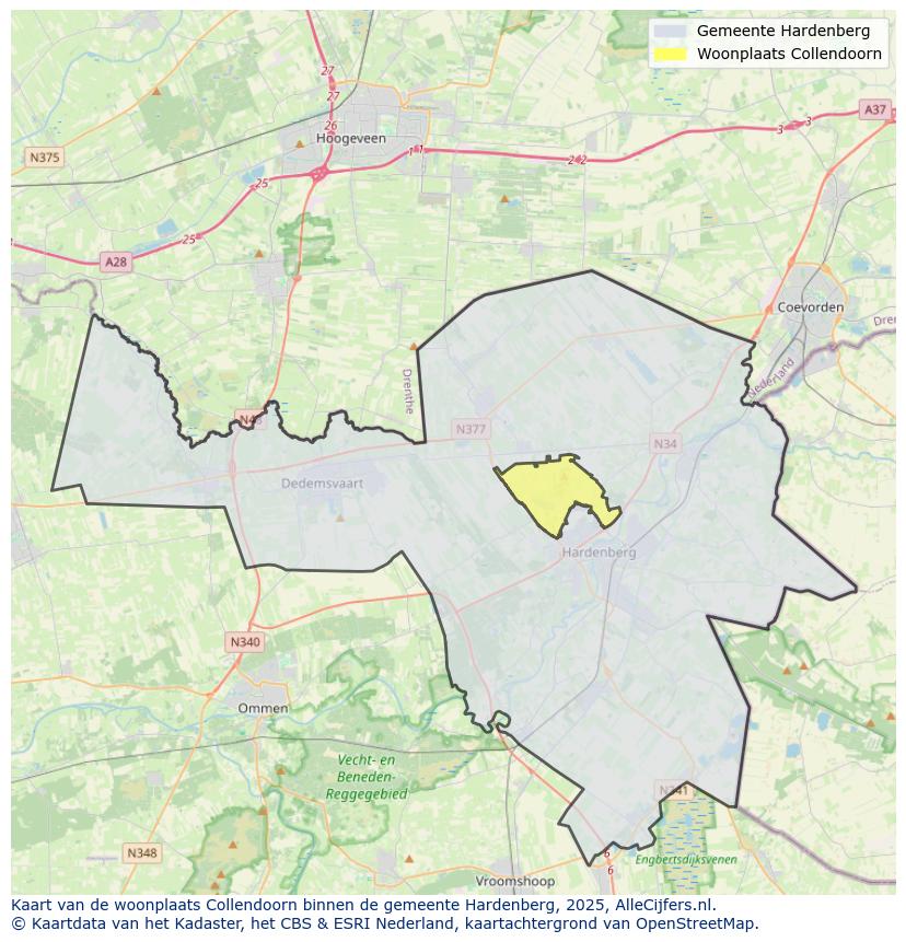 Afbeelding van de woonplaats Collendoorn op de kaart.