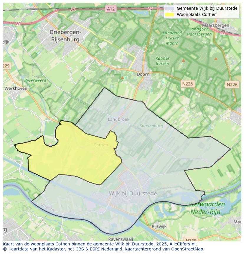 Afbeelding van de woonplaats Cothen op de kaart.