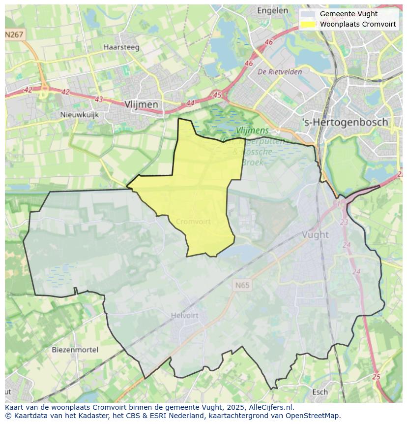 Afbeelding van de woonplaats Cromvoirt op de kaart.