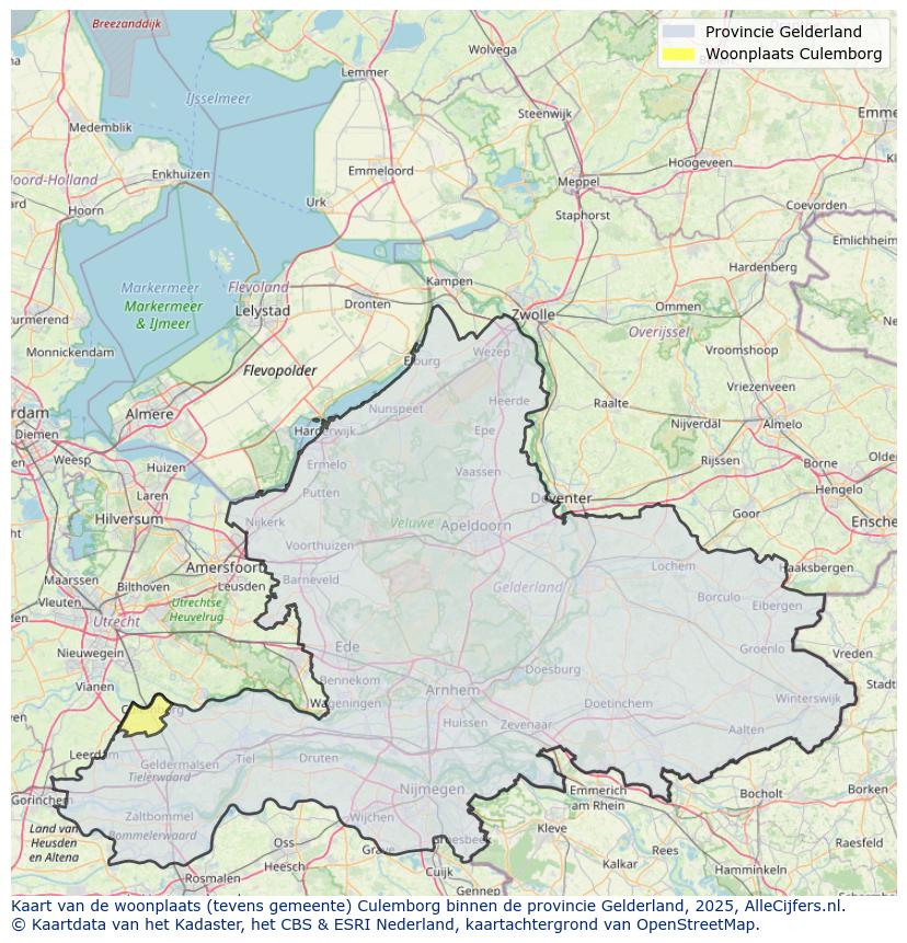 Afbeelding van de woonplaats Culemborg op de kaart.
