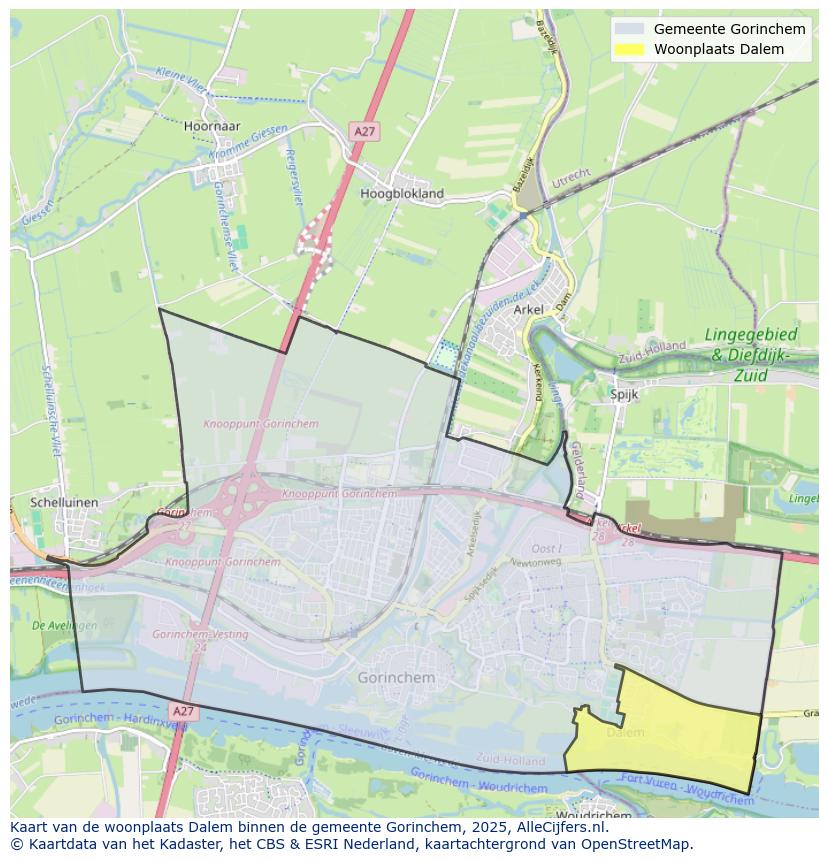 Afbeelding van de woonplaats Dalem op de kaart.
